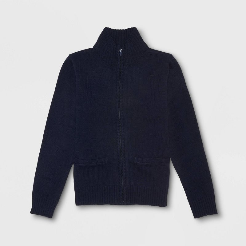 French Toast Boys' Zip Neck Uniform Pullover Sweater - Navy S