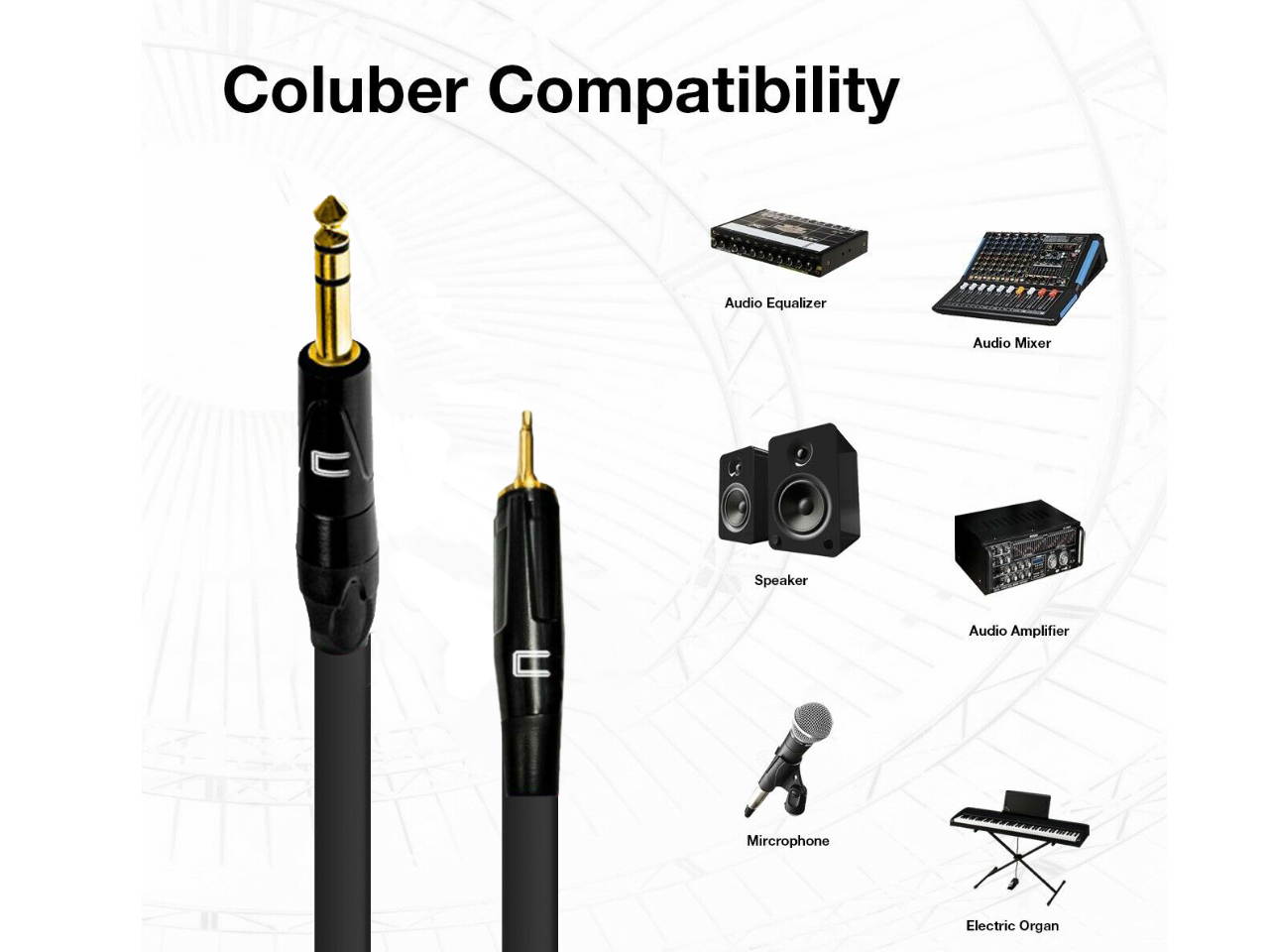 1/4" TRS Male to 3.5mm TS Unbalanced Cable - Custom Length, Color Mono Connector