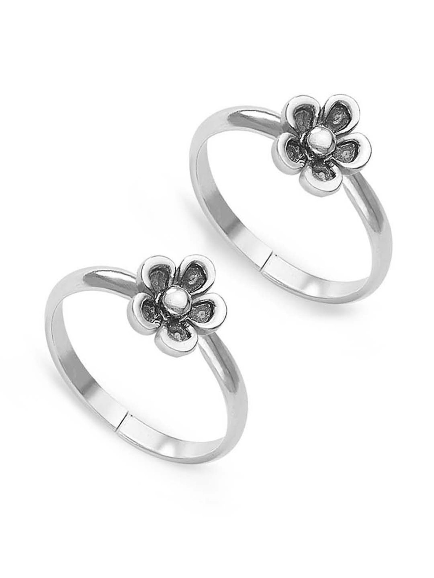 Taraash Floral 92.5 Sterling Silver Toe Rings