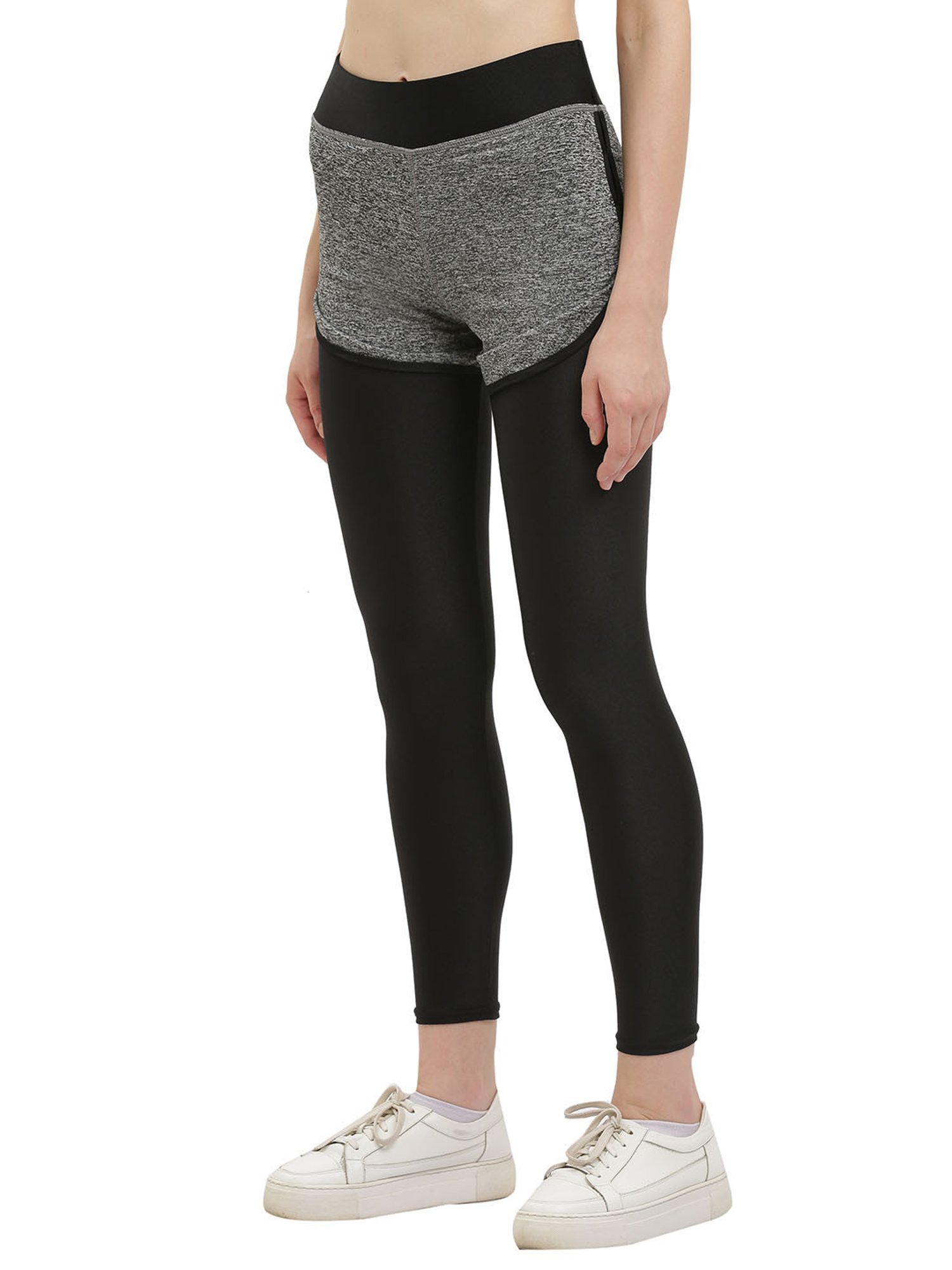 EVERDION Black & Grey Textured Slim Fit Tights