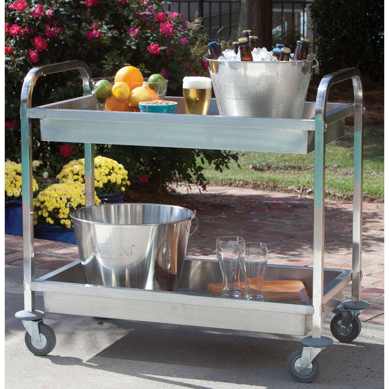 Stainless Steel Outdoor Patio Serving Cart Silver - Bayou Classic