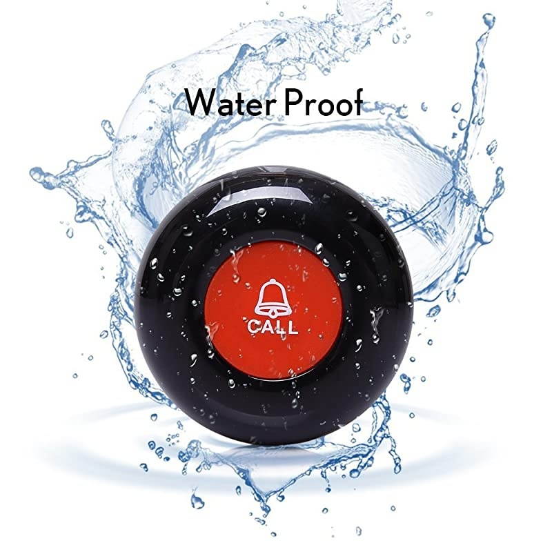 Wireless Calling System Customers Patient Pager System with 10 PCS Waterproof Call Buttons and 1PC Display Receiver for Restaurant Clinic Nursing Home Caregiver