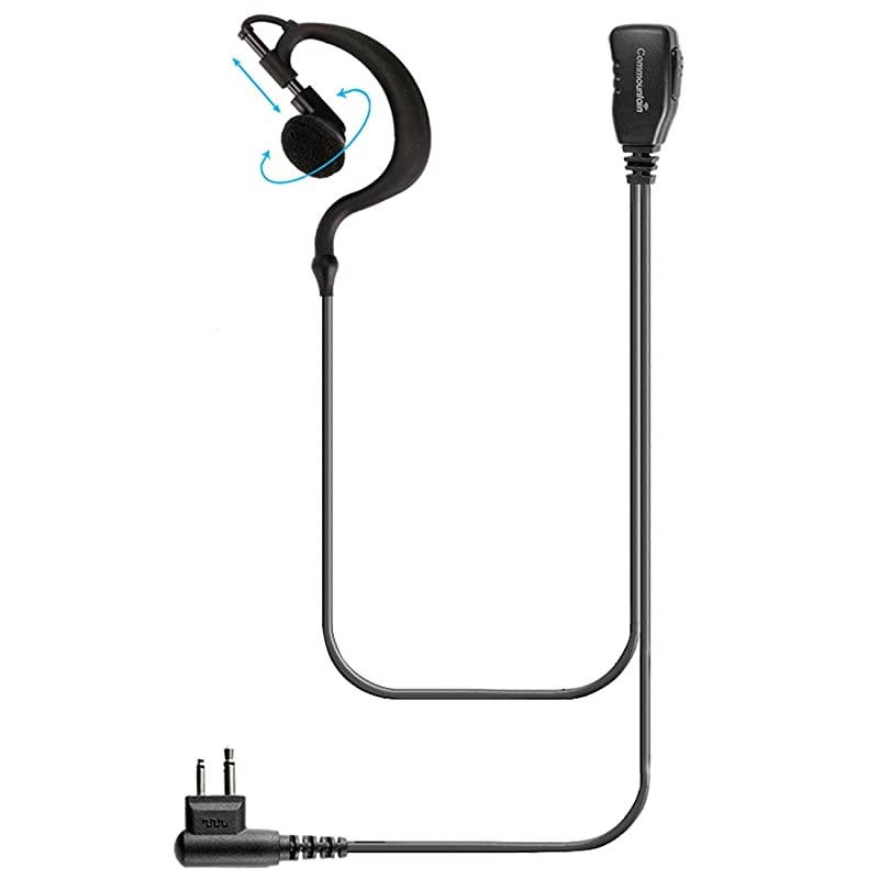 Wire Earhook Earpiece with Reinforced Cable for Motorola Radios BRP40 CP200 CP200D CP185 CLS1410 CLS1110 DTR650 RDU2020 RDU4100 RDU4160D RDU2080D RMU2040 RMU2080D CLS RMM RMU, G Shape Headset