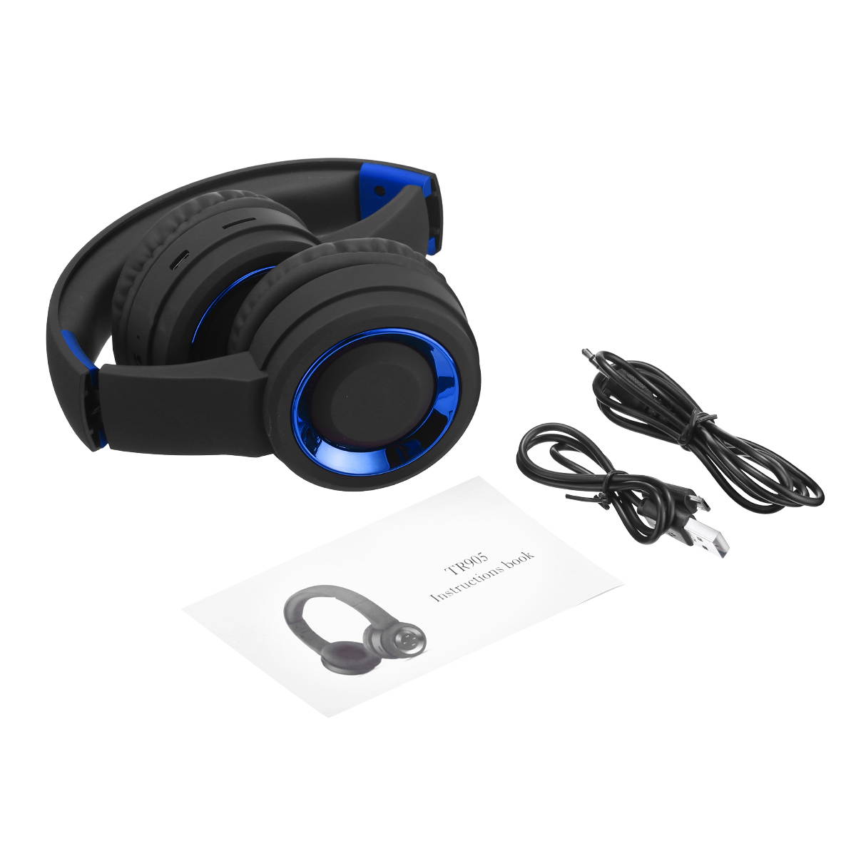 Wireless Bluetooth Headphones over Ear Stereo Super Bass Built-in Mic Foldable Headset Earphone for PC, Smart Phone, Tablet, Speakers