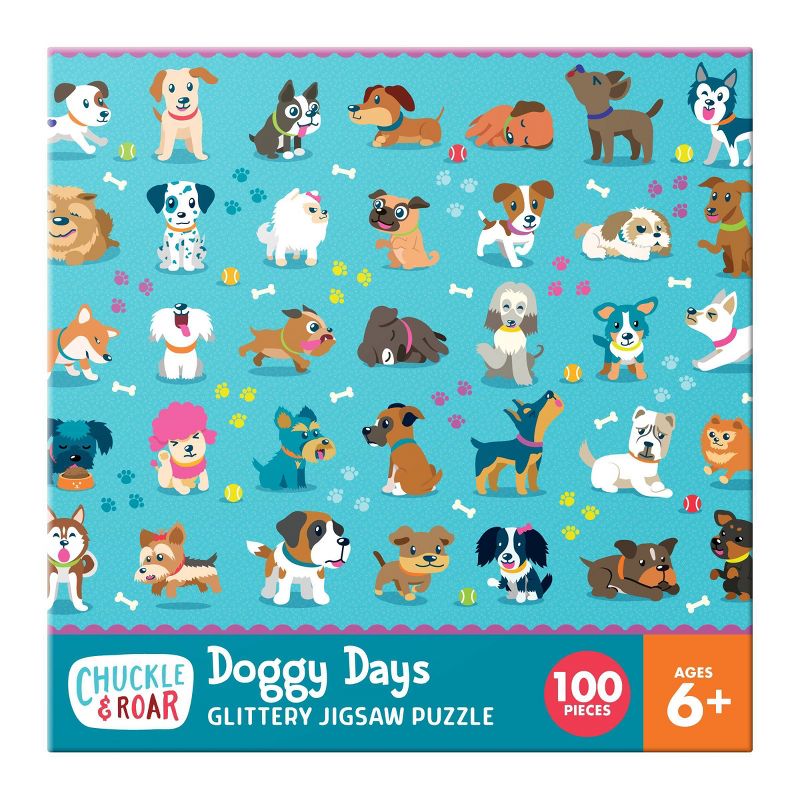 Chuckle & Roar Roar-Doggy Days Glitter Puzzle 100pc