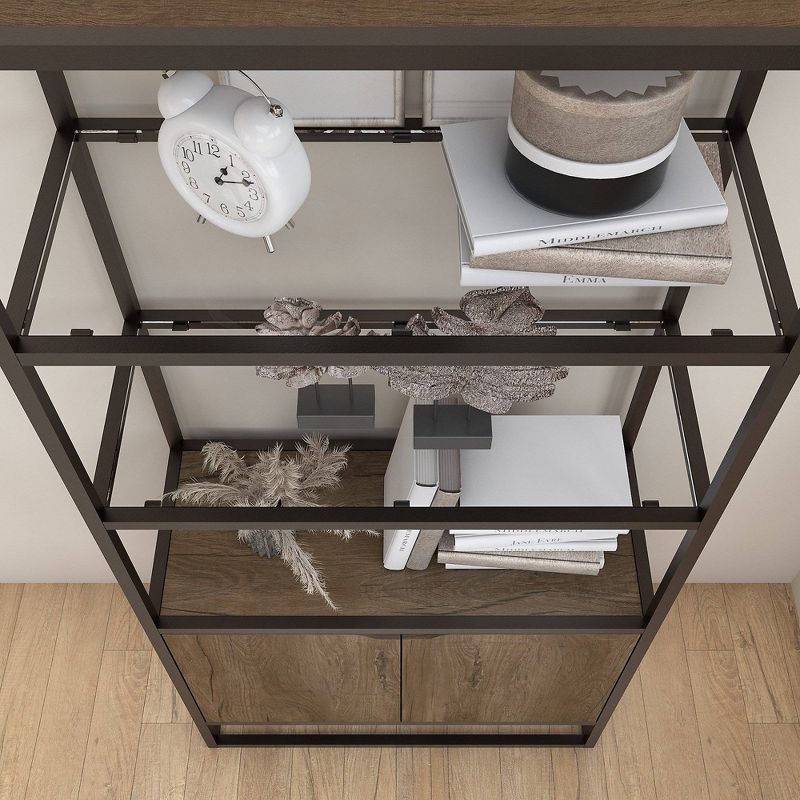 64.13" 5 Shelf Anthropology Bookshelf with Doors Rustic Brown - Bush Furniture