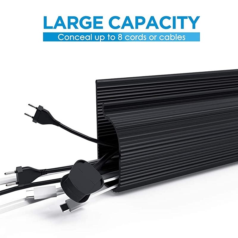 94quot J Channel Cable Raceway Desk Cord Organizer JCCR05 Computer Cable Management Under Desk with 196quot Mounting Tape 6 Count Desk Cable Tray for Office Home Kitchen 157quot Each Black