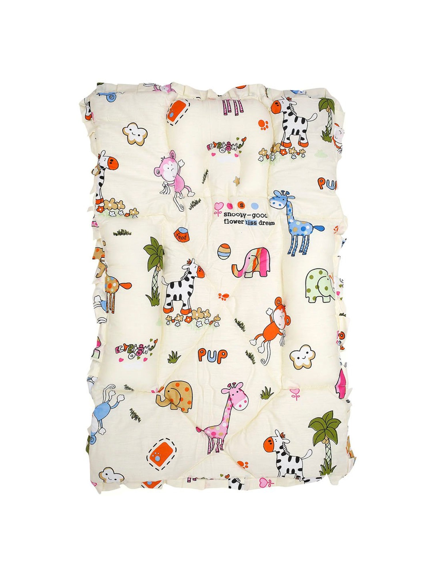 Baby Moo I Love Animals Cream Mattress with Fixed Neck Pillow and Bolsters