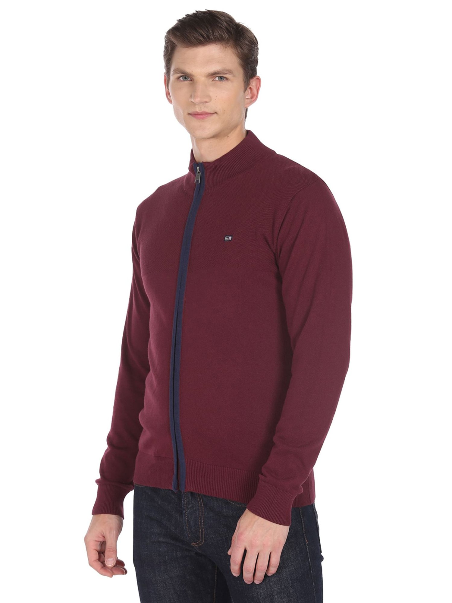 Arrow Sport Maroon Cotton Regular Fit Sweater