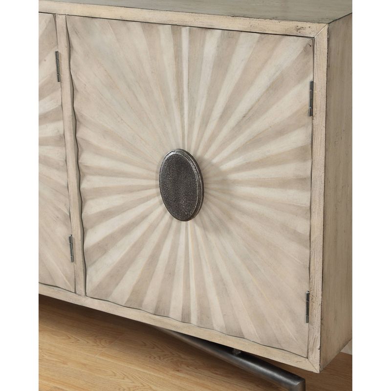 Akron 3 Door Media Credenza TV Stand for TVs up to 72" Cream - Treasure Trove Accents