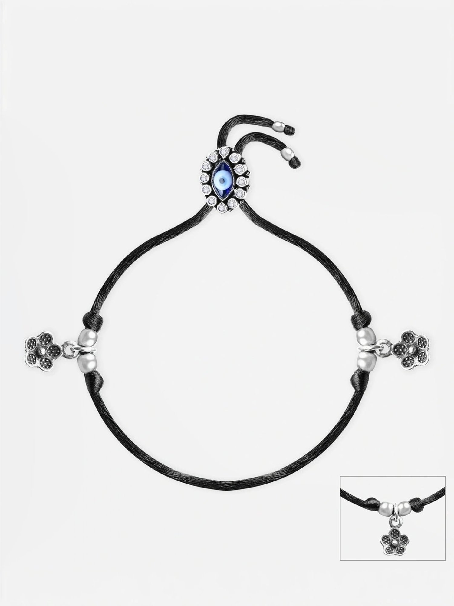 Touch925 Evil Eye Silver Thread Anklet for Women