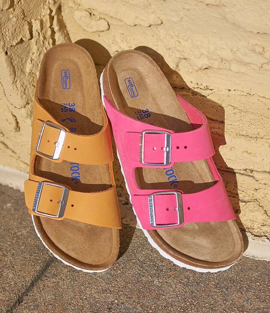 Birkenstock Women's Arizona Soft Footbed Nubuck Suede Double Buckle Sandals