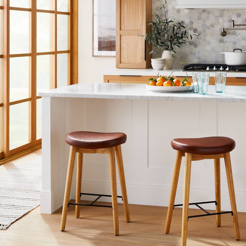 Chatsworth Counter Height Barstool with Wood Legs and Metal Footrest Brown - Threshold™ designed with Studio McGee