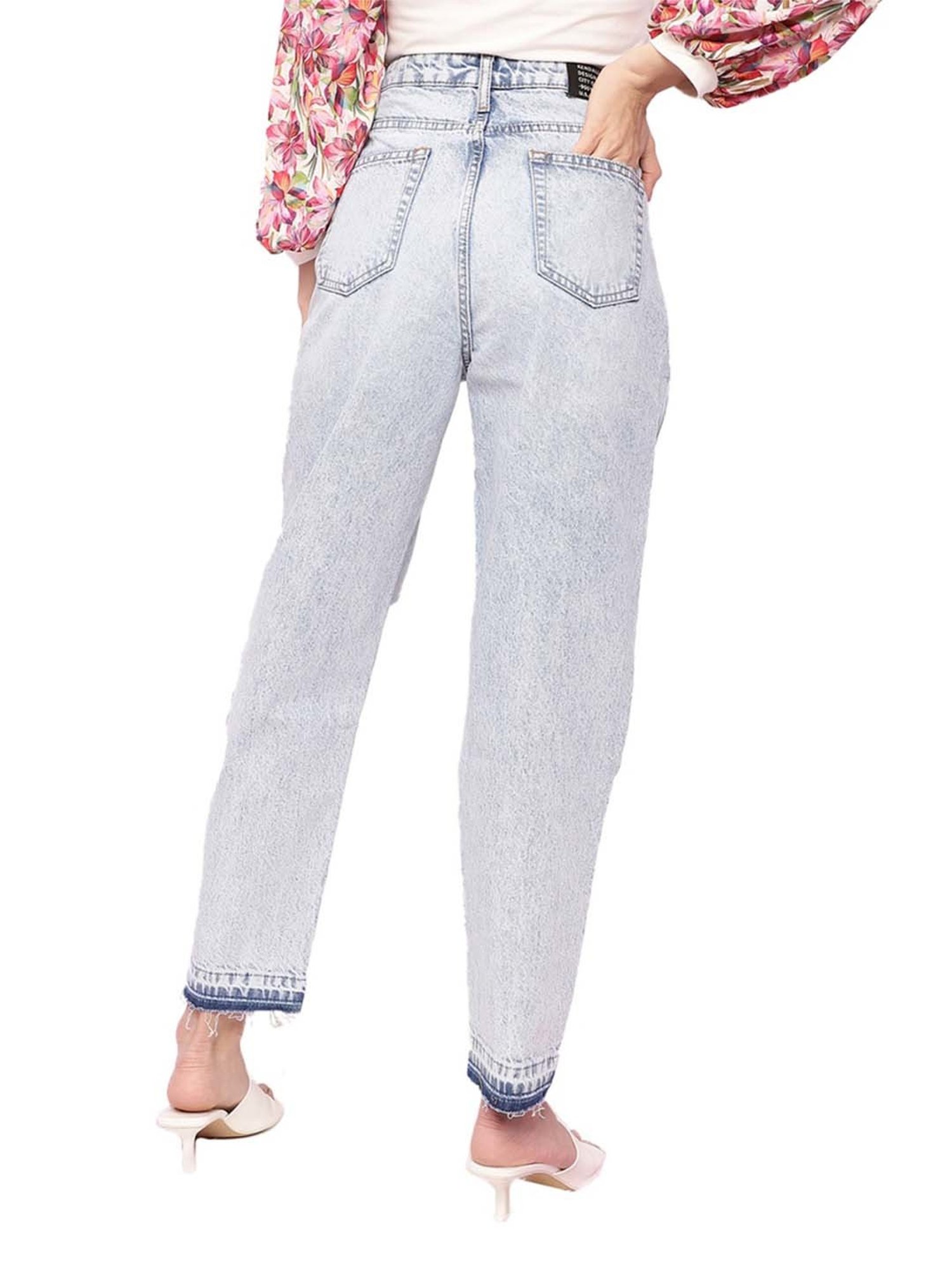 KENDALL + KYLIE Blue Cotton Mid Rise Jeans