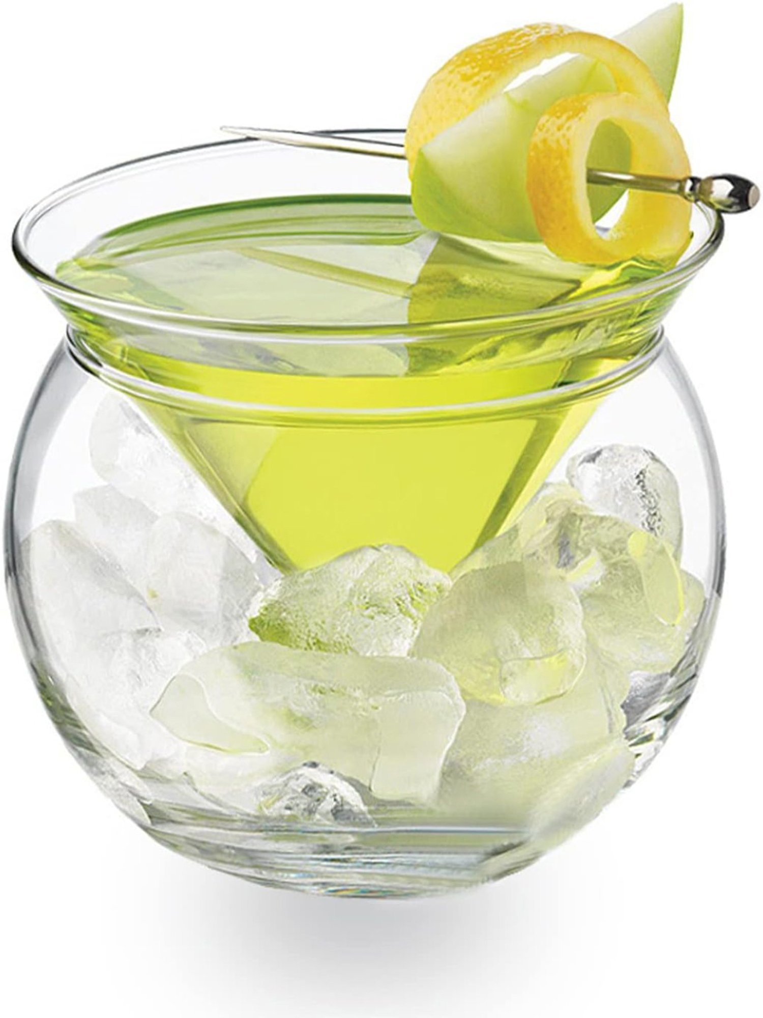 Melbify Chiller Transparent Cocktail Glass with Ice Holder Bowl 250ml - Set of 2