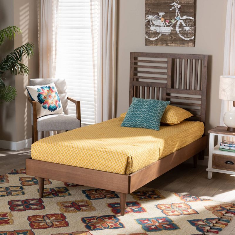 Twin Romy Walnut Wood Platform Bed Brown - Baxton Studio
