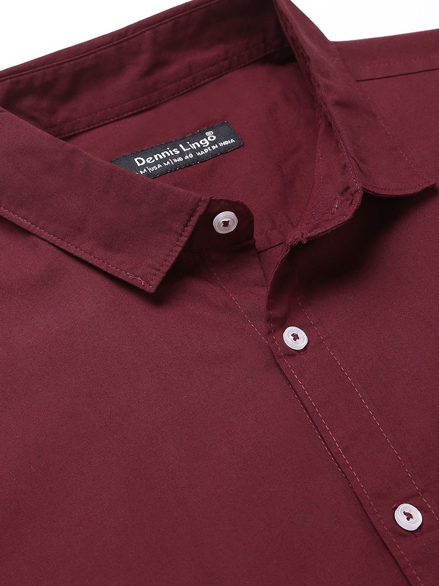 Dennis Lingo Maroon Cotton Slim Fit Shirt