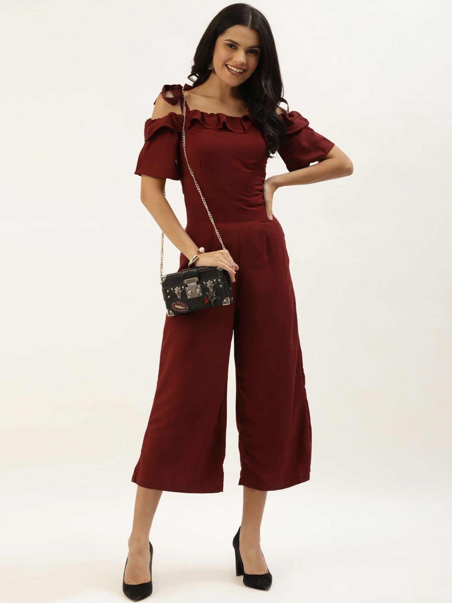 Belle Fille Maroon Midi Jumpsuit