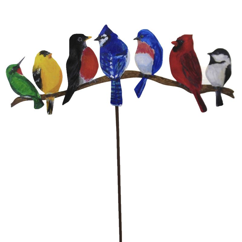 Home & Garden 23.5" Garden Birds On Branch Wall Hang Yard Round Top Collection  -  Decorative Garden Stakes