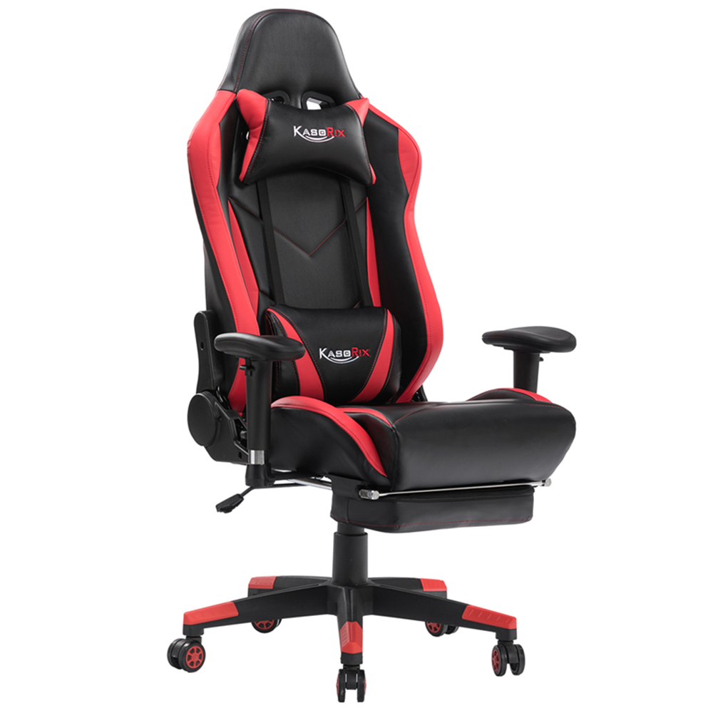 Kasorix Gaming Chair Racing Style Computer Chair with Footrest PU Leather Adjustable Gamer Chair with Headrest and Lumbar Support