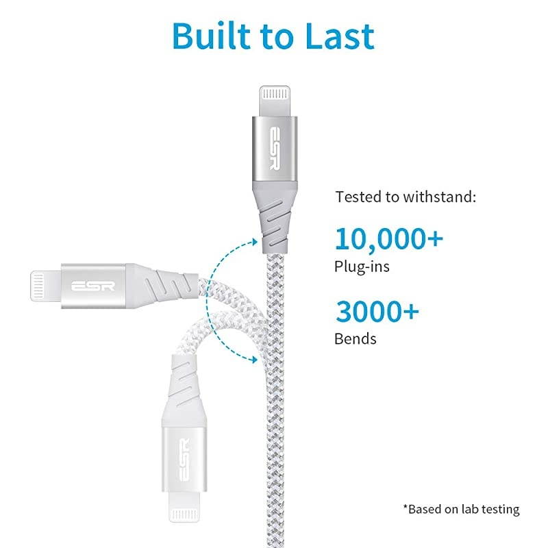 USB C to Lightning Cable 33ft MFiCertified Braided Nylon Power Delivery Fast Charging for iPhone 1212 mini12 Pro12 Pro Max11XRXS MaxXSX8 for Use with TypeC Chargers Silver