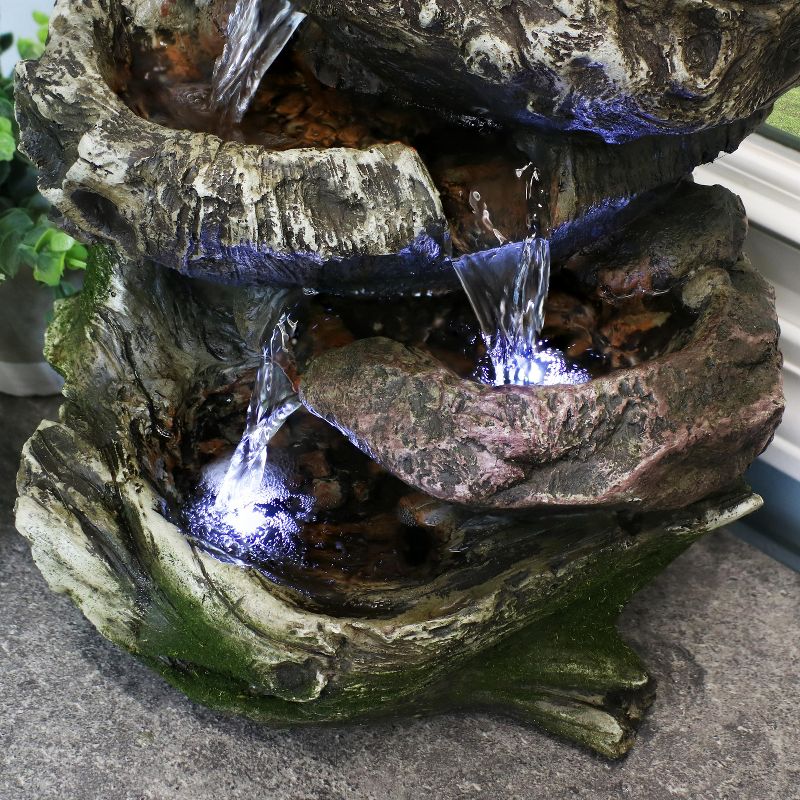 Sunnydaze Indoor Decorative Calming 5-Step Rock Falls Waterfall Tabletop Water Fountain with LED Lights - 14"