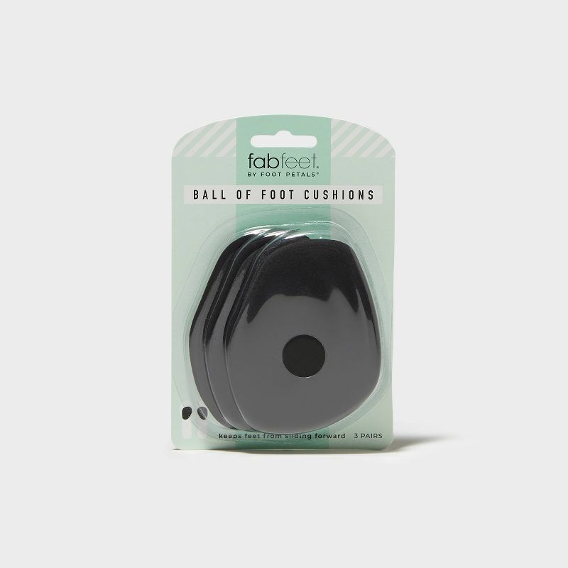 Women's Fab Feet by Foot Petals Ball of Foot Insoles Shoe Cushion Black - 3 pairs