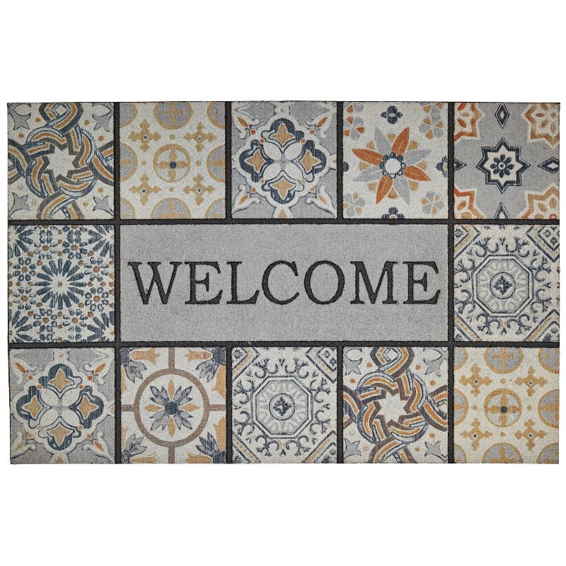 1' 11"x2' 11" Doorscapes Estate Mat Welcome Patina Tiles Gray - Mohawk