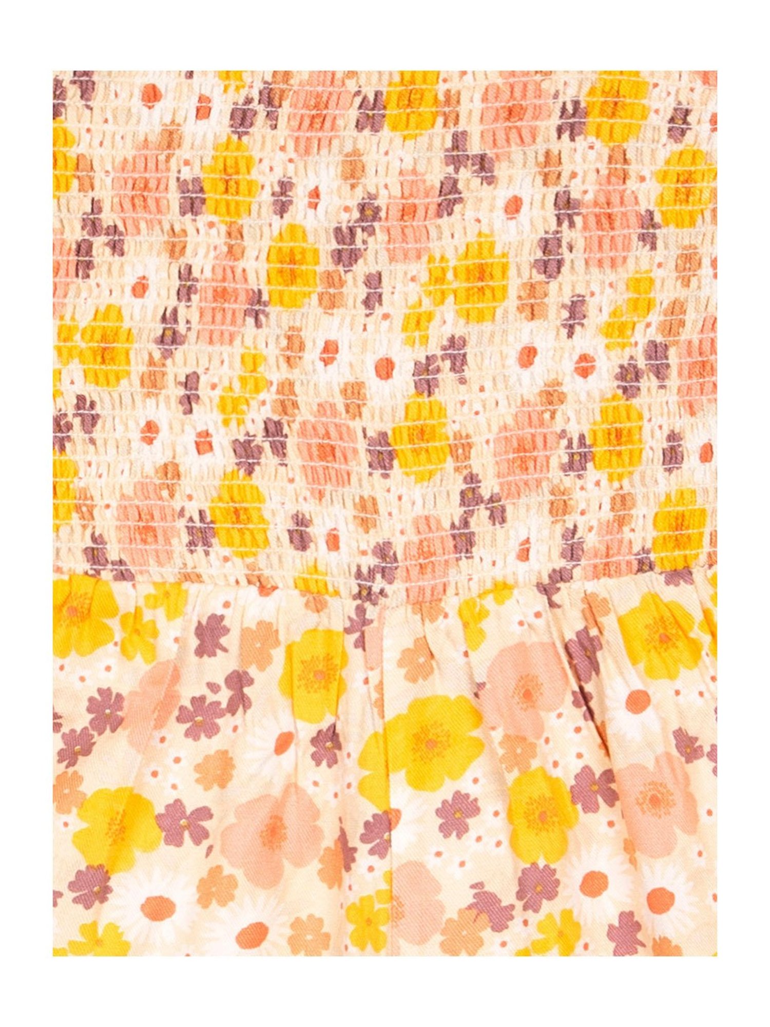 Budding Bees Kids Yellow Floral Print Jumpsuit