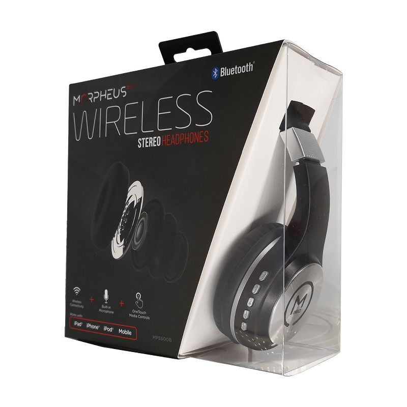 Morpheus 360 HP5500B Wireless Stereo Bluetooth Headphones, Black with Silver Accents