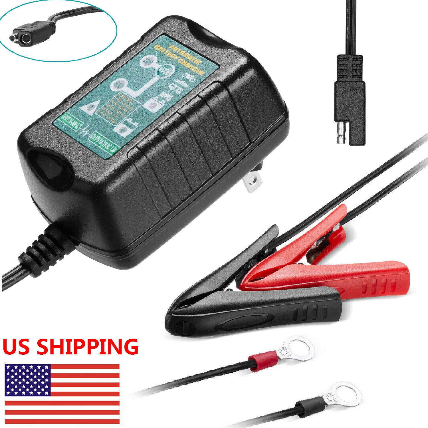 6V 12V Battery Charger Maintainer Trickle For Motorcycle RV ATV Truck Car Mower