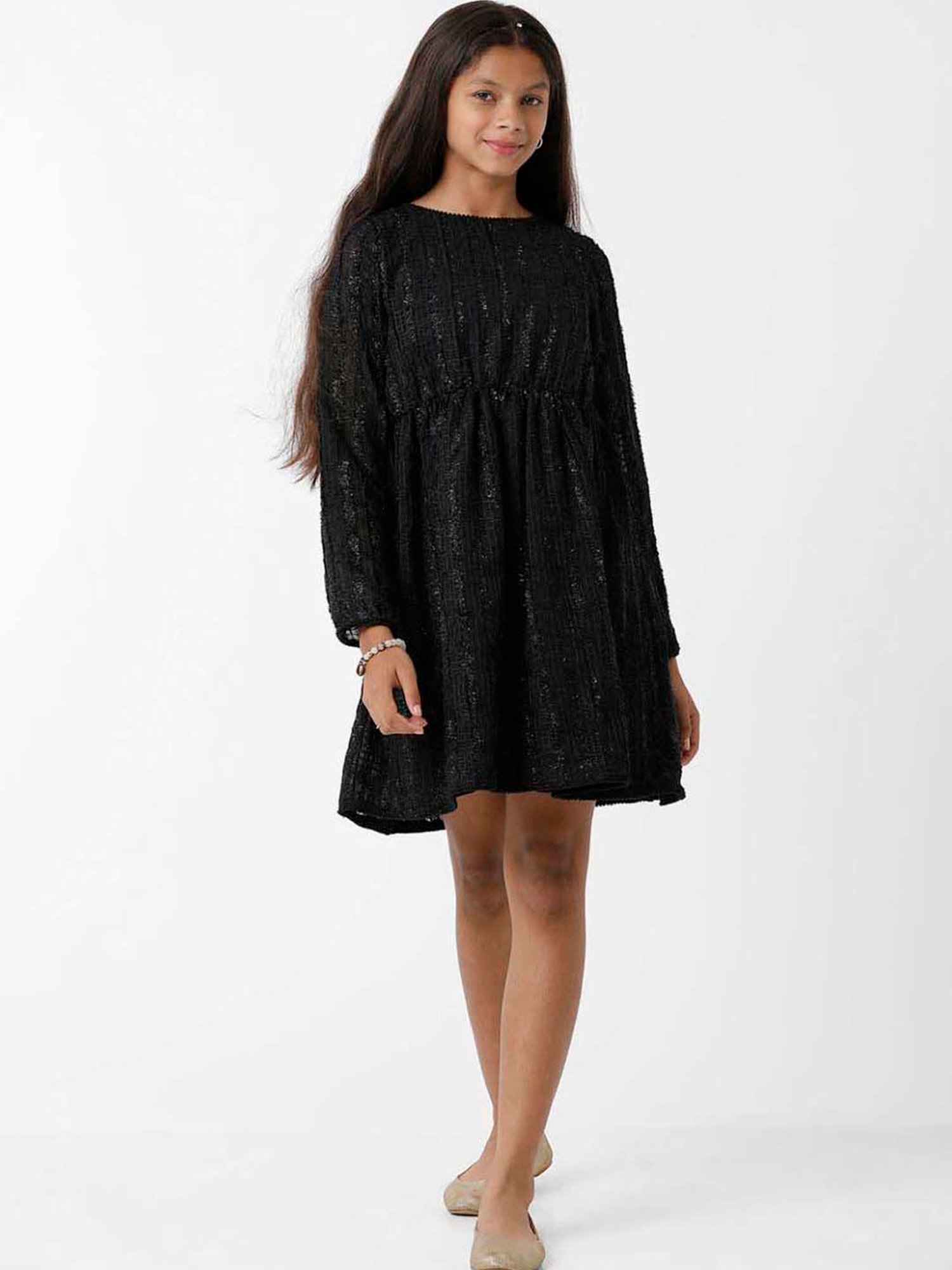 Kate & Oscar Kids Black Regular Fit Full Sleeves Dress