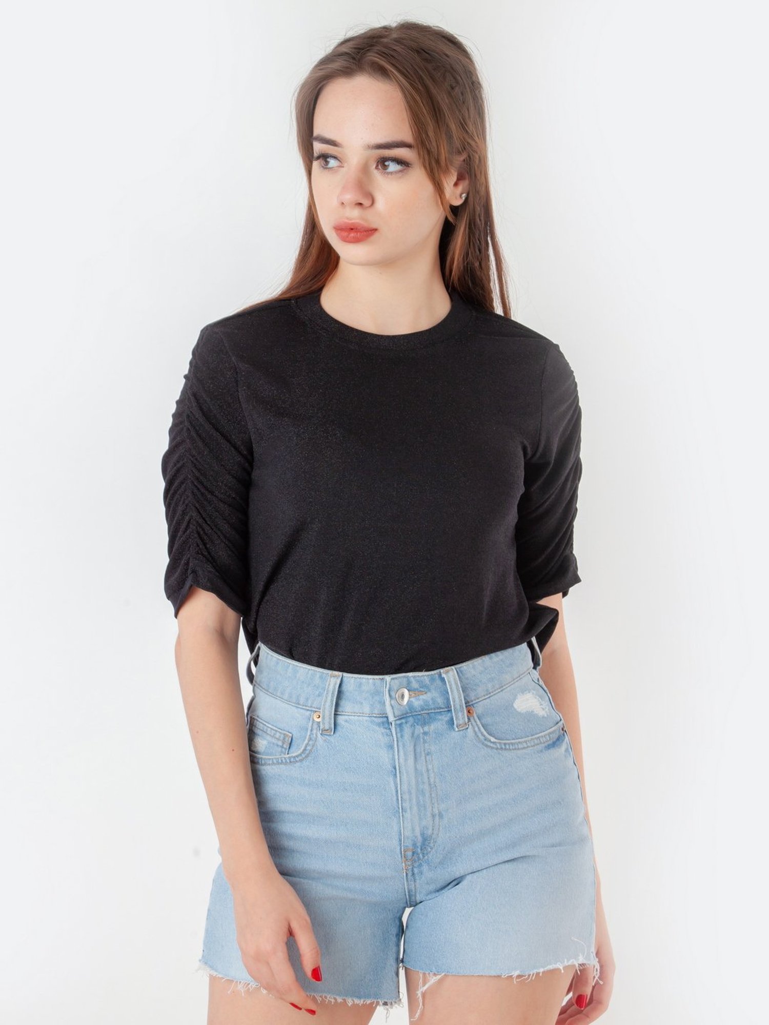 Zink London Black Self Pattern Top