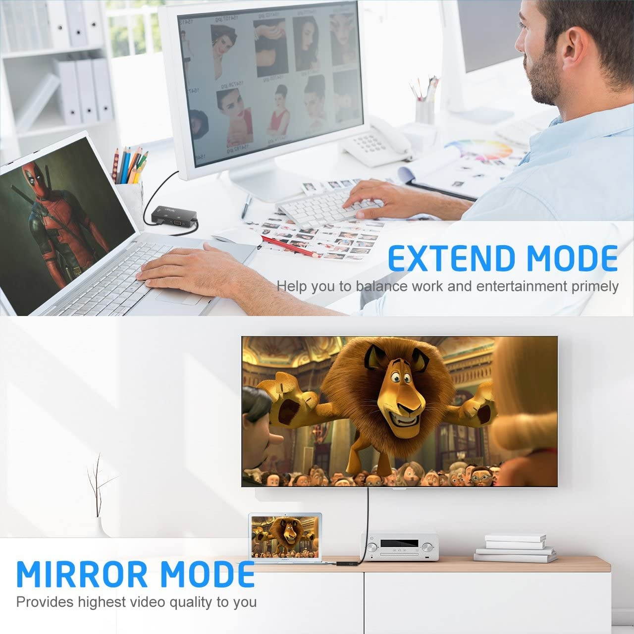 OMorc 3-in-1 Mini DisplayPort to DVI VGA HDMI TV Adapter Thunderbolt Cable Gold Plated for Apple MacBook Pro/Air iMac Mac Mini Surface Pro Lenovo Black