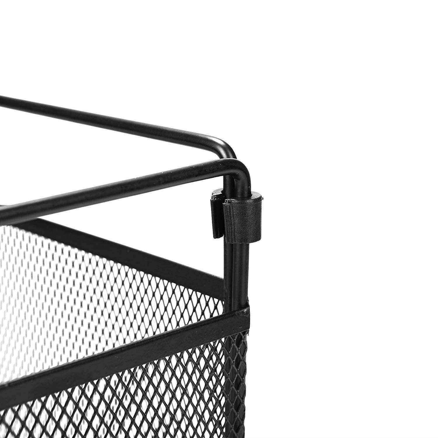 Mind Reader FILEROLL-BLK Portable Rolling Metal Mesh Box File, Document, Folder Sorter Organizer, Black