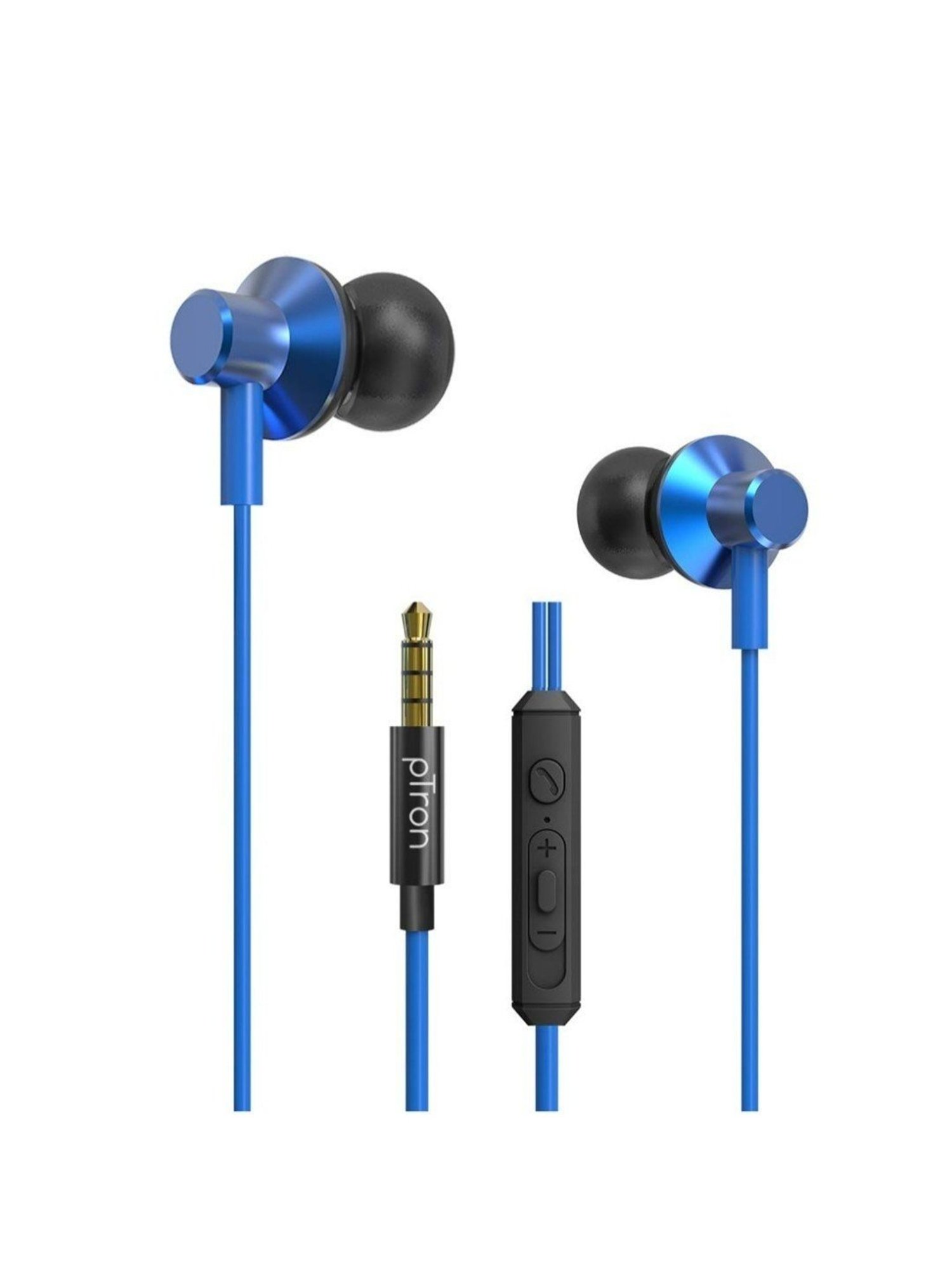 PTron Pride Lite in Ear Wired Earphones with Mic, 3.5mm Aux (Blue)