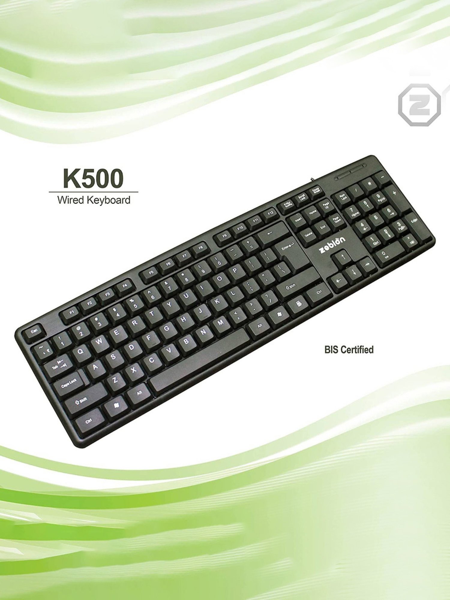 Zebion K500 Wired Keyboard & Z70 Plus Wired Optical Mouse Combo Set (Black)