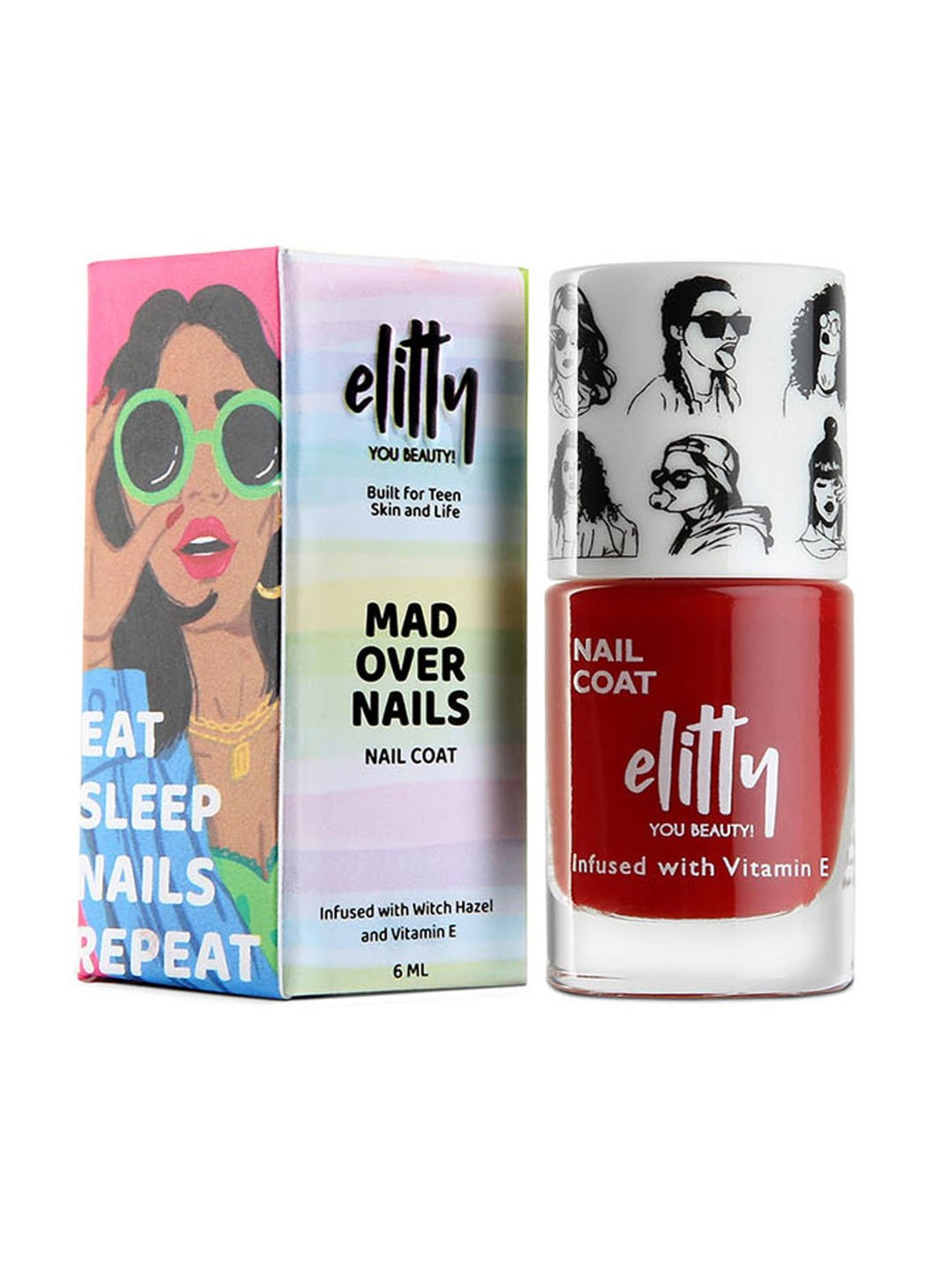 Elitty Mad Over Nails Glossy Nail Polish Bad Breakup (Red) - 6 ml