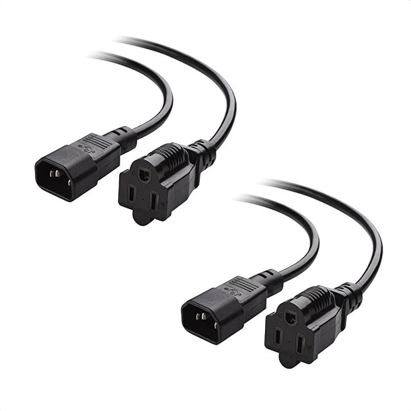 2Pack Computer Equipment to PDU Power Cord Power IEC C14 to NEMA 515R 3 Feet