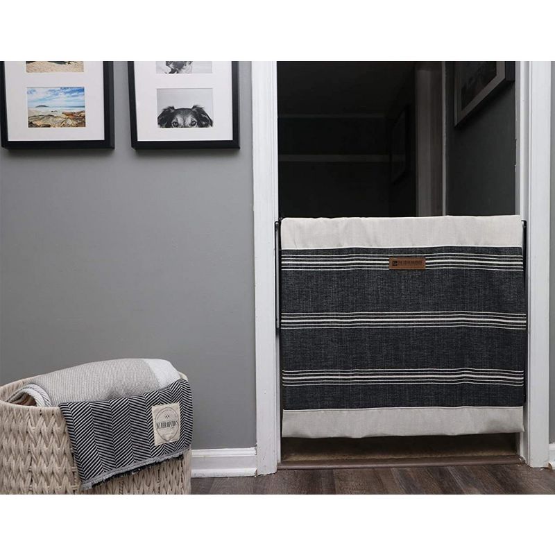 The Stair Barrier Regular Wall to Wall Single Panel Swing Gate with Fabric Slipcover Baby and Pet Safety Gate, 27 to 42.5 Inch, Snow/Charcoal