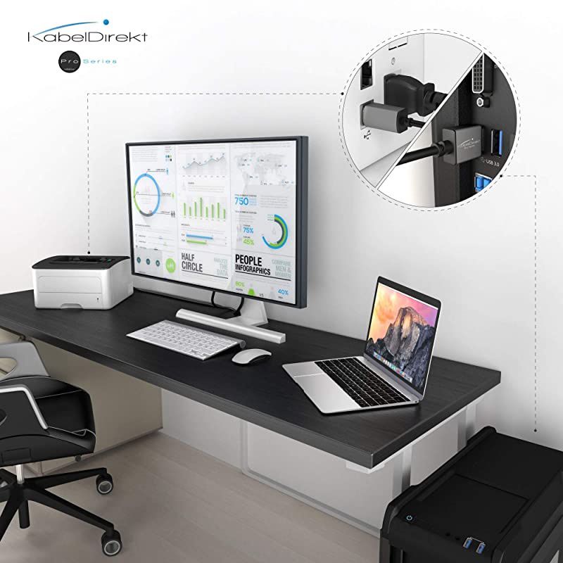 USB B 2.0 Cable &ndash; 6 feet &ndash; (USB A to USB B for Printers, Scanners, and Fax Machines, Black, Space Gray) &ndash; Pro Series