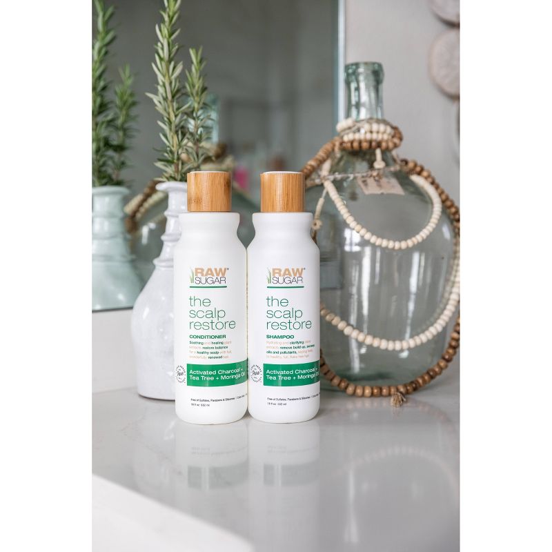 Raw Sugar Shampoo Scalp Restore Activated Charcoal + Tea Tree + Moringa Oil - 18 fl oz