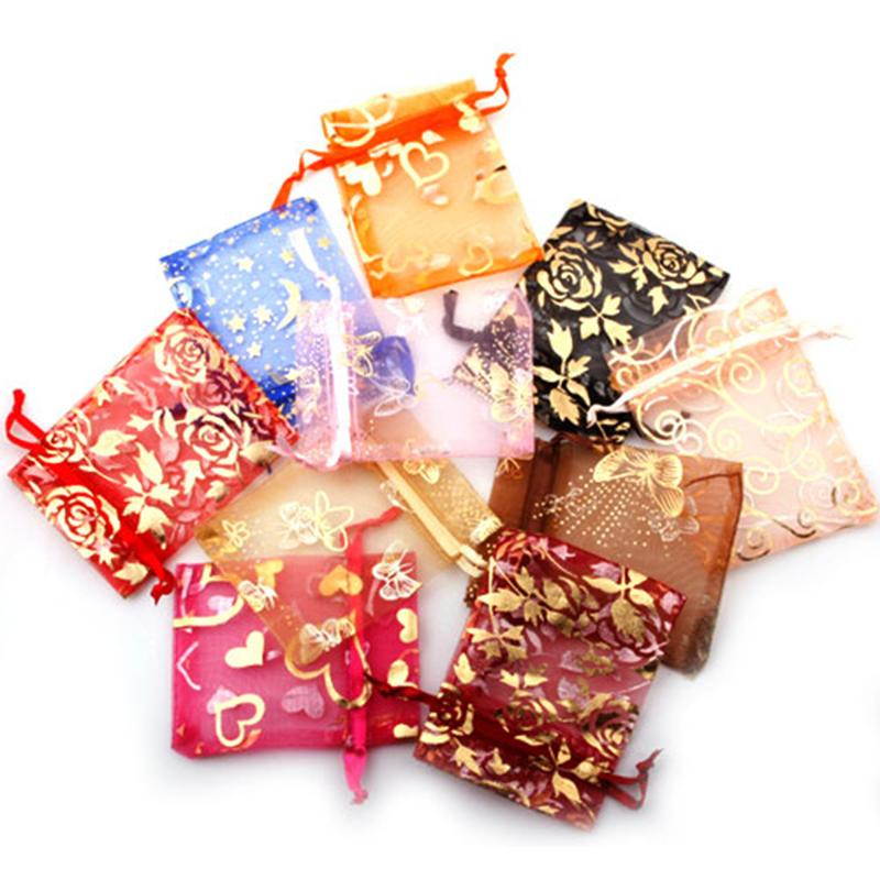 50x Organza Jewelry Gift Pouch Bags 7x9cm Mixed Color