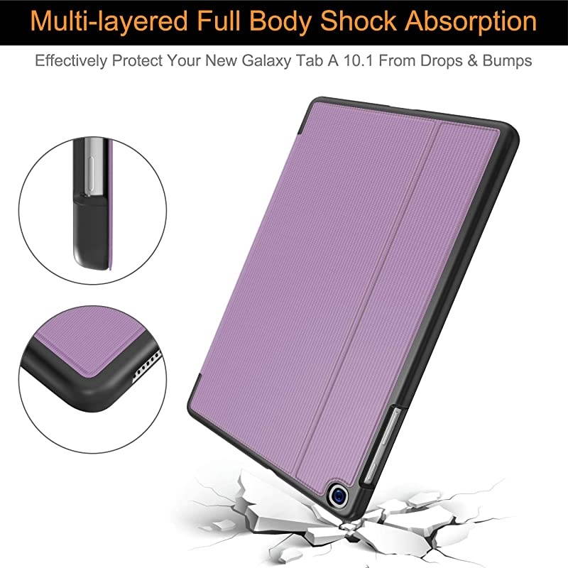 Galaxy Tab A 101 Case 2019 Premium Shock Proof Stand Folio CaseMulti Viewing Angles Soft TPU Back Cover for Samsung Galaxy Tab A 101 inch Tablet SMT510T515T517Violet