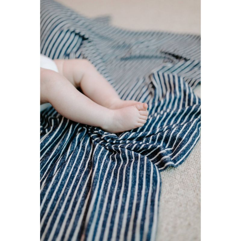 Aden + Anais Snuggle Knit Swaddle Blanket Gift Set Navy Stripe