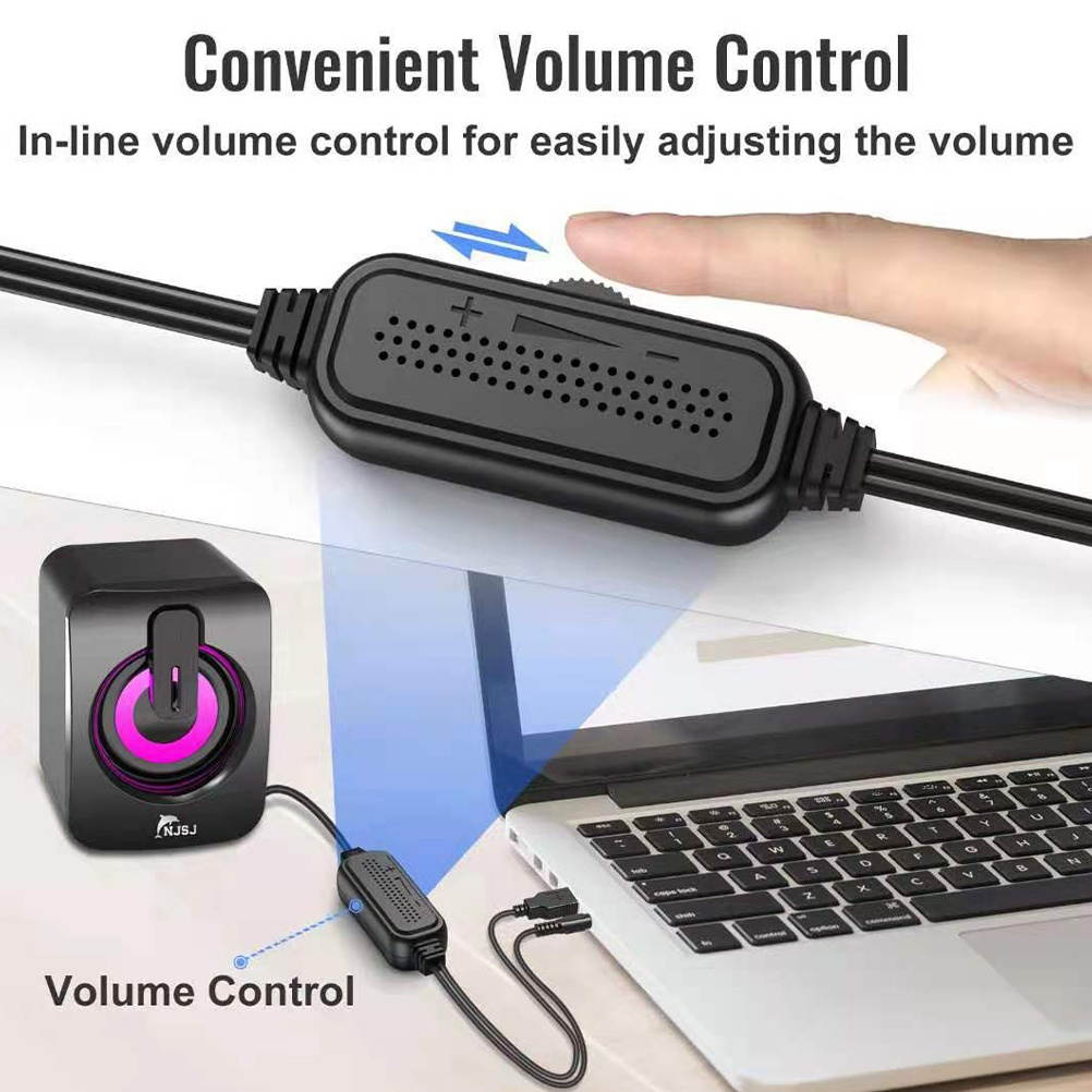 FRCOLOR  Computer Speaker Wired Desktop Luminous Game Mini Speaker With 3.5mm Audio Plug USB Colorful Light Speaker-Colorful Light Version