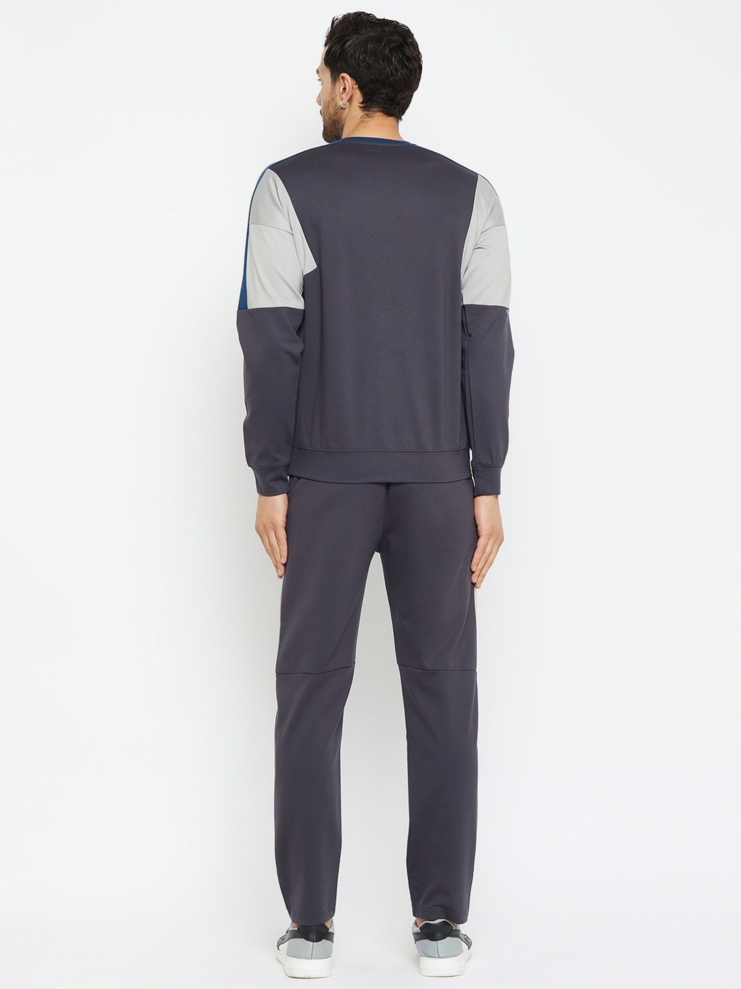 Okane Grey Regular Fit Colour Block Co-Ord Set