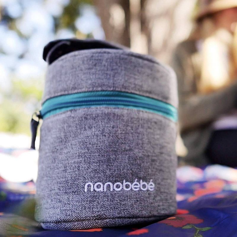 Nanobebe Compact Triple-Insulated Bottle Cooler & Travel Bag with Ice Pack - Gray - 30qt