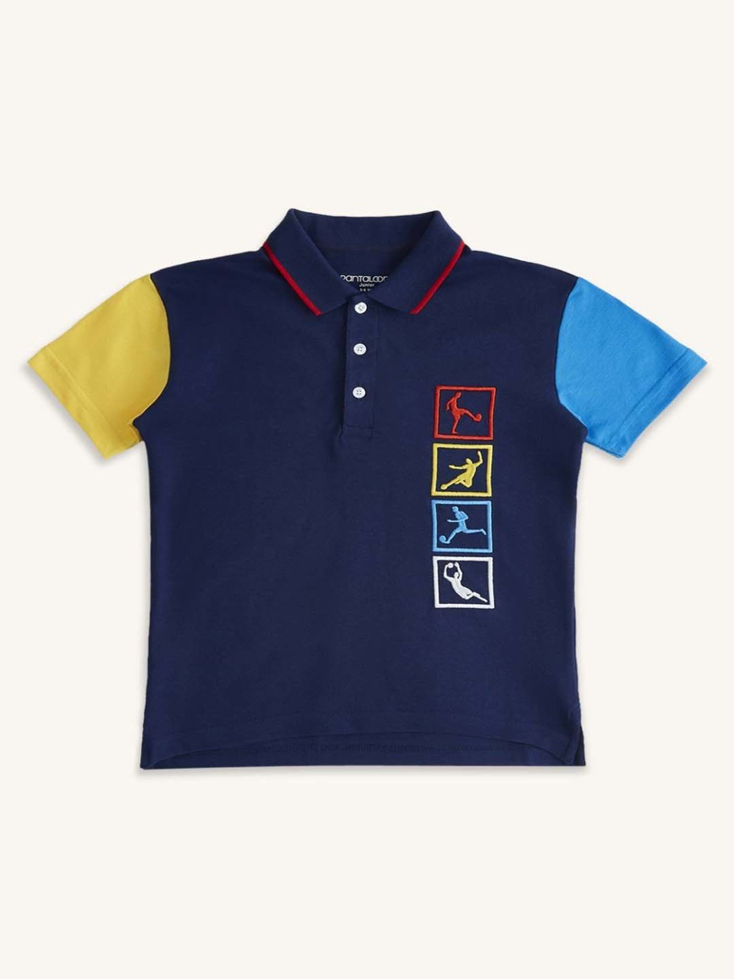 Pantaloons Baby Boys Navy Cotton Embroidered Polo T-Shirt
