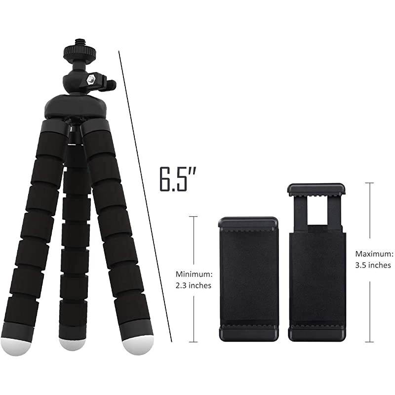6.5&rdquo; Flexible Universal Tripod, Smartphone Mount with Wireless Remote Control for All iPhones, Samsung Phones and Most Mobile Phones Plus Microfiber Cloth
